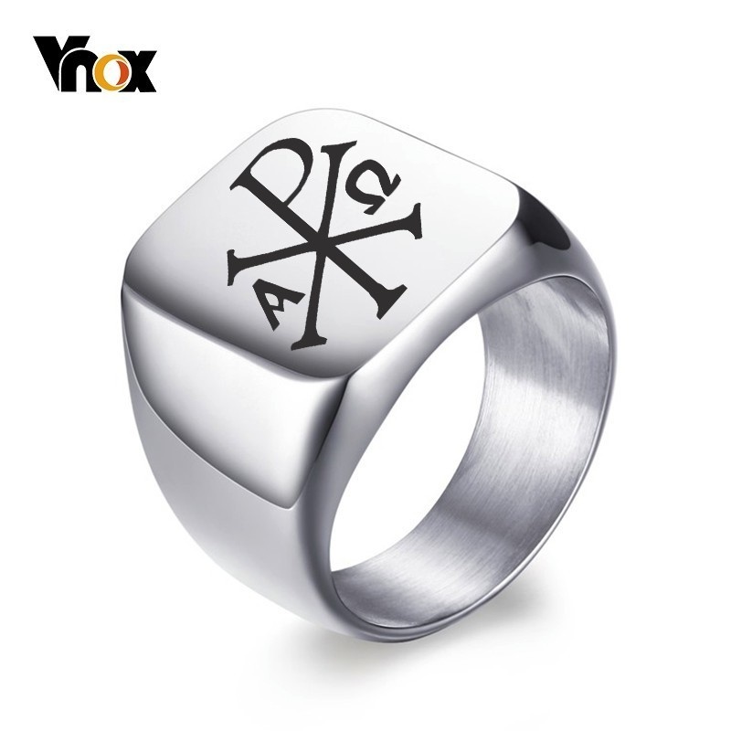 Signet Ring Men - Vnox 남성용 무료 맞춤 스탬프 반지