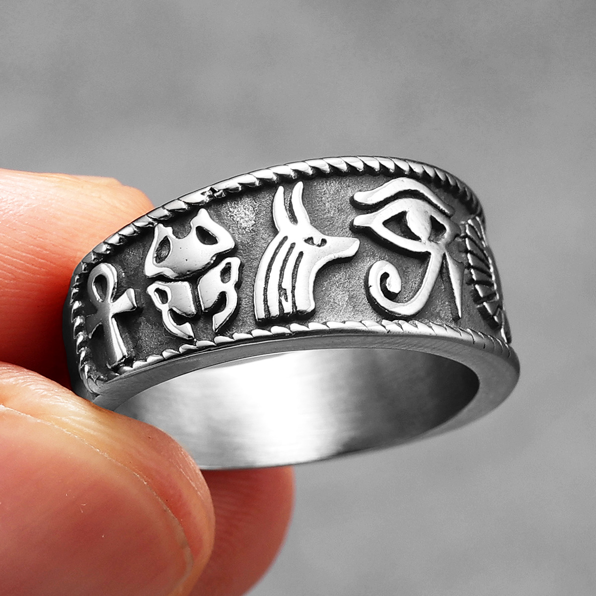 이집트 파라오 호루스의 눈 남성 반지, 스테인레스 스틸 - Men'S Accessories Jewelry Egypt 리뷰 및 가격