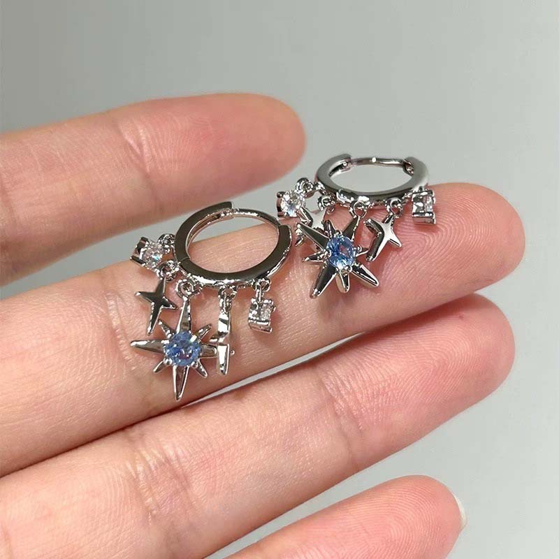 새로운 Y2K 블루 지르콘 스타 태슬 펜던트 귀걸이 여 - Men Accessories Sale 리뷰 및 가격