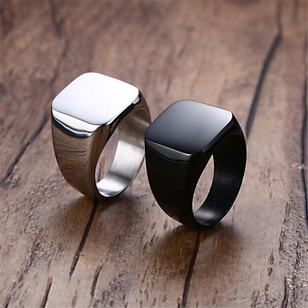 패션 남자 블랙 부드러운 스테인레스 스틸 반지 광택 인 - Signet Ring Men 리뷰 및 가격