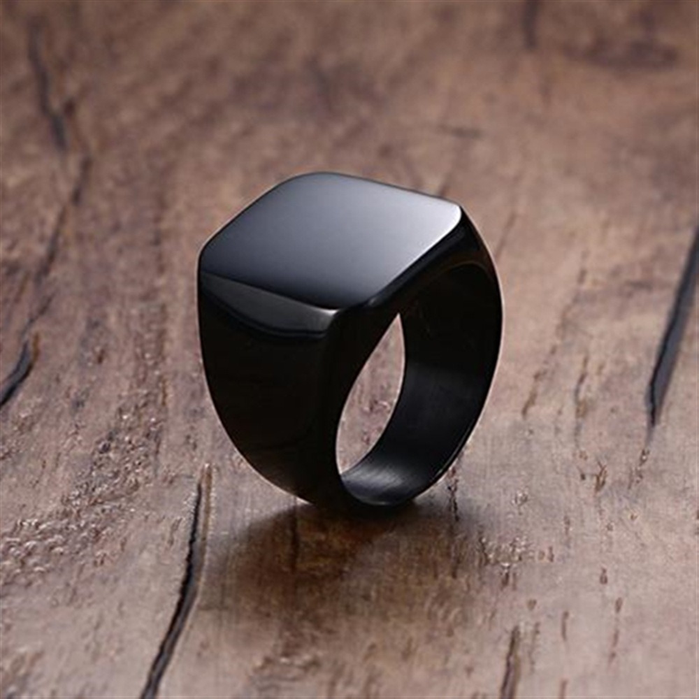 패션 남자 블랙 부드러운 스테인레스 스틸 반지 광택 인 - Signet Ring Men 리뷰 및 가격